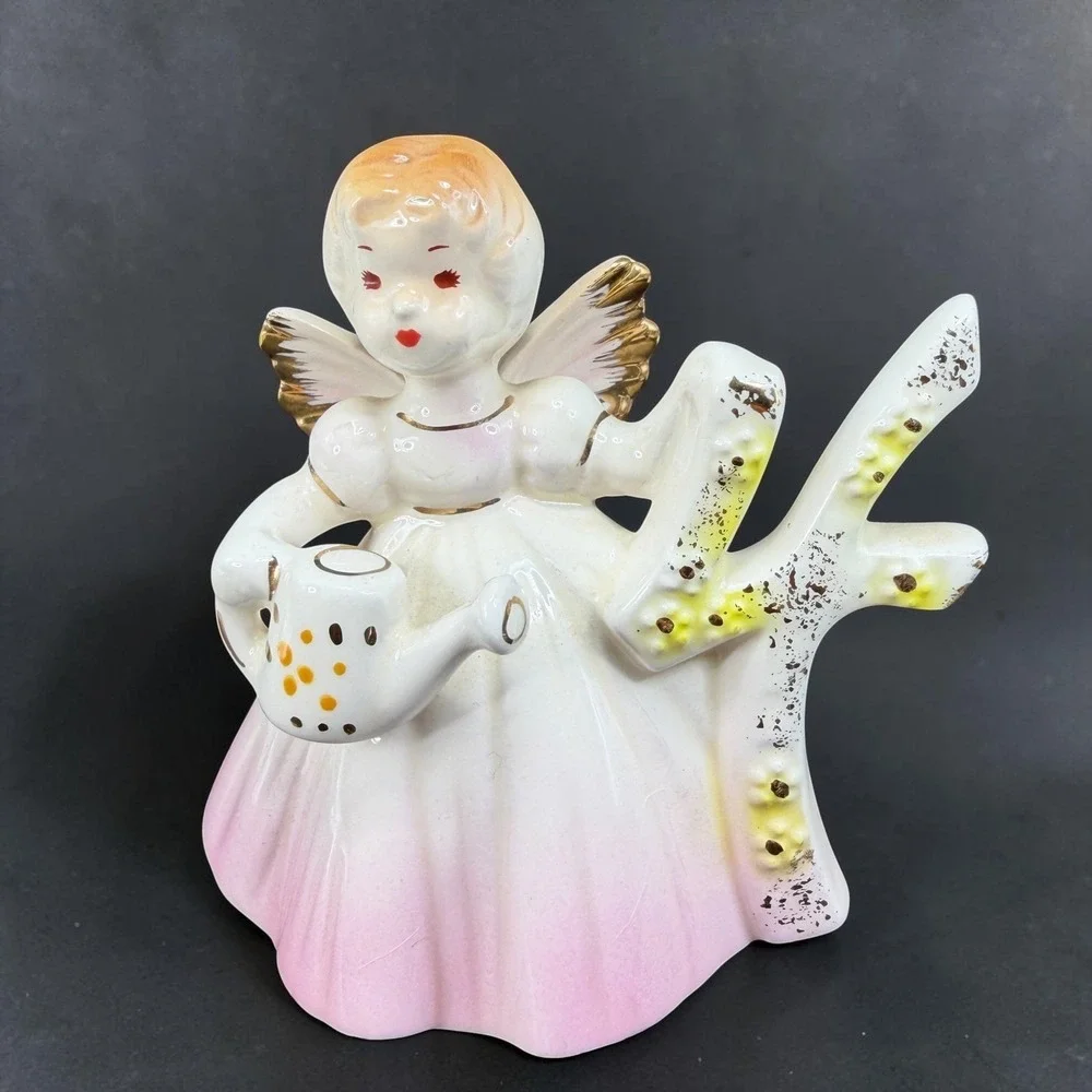 Josef Originals Birthday Angel Age 4 Figurine Pink Ombre Gold Gilt Ceramic‎ 3